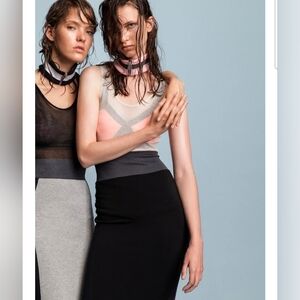 NEW with TAGS VPL Barneys Athleisure Bubble Black Gray Vent Skirt M $295